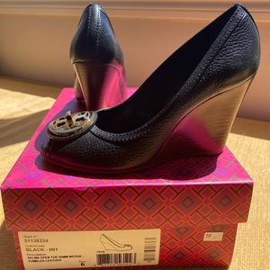 Tory Burch Peep Toe Wedges